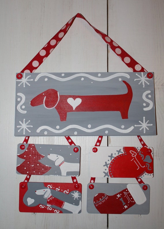 Items similar to Dachshund Christmas Set 5 of Home Decorations