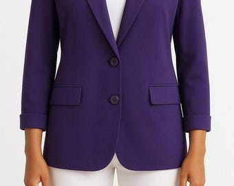 Giacca blazer vintage viola KGR – Completo da donna su misura anni '90 – Abbigliamento da lavoro di tendenza – Taglia