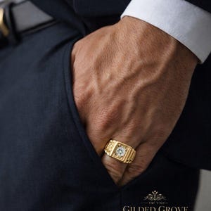 Herrring i 14 karat guld med diamanter, storlek 8, 8 g, vintage Gensler-Lee, 0,25 karat. Värdering ingår.