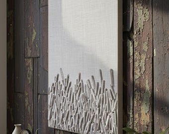 Boho Woven Wall Hanging: Jute Fiber Art, Natural Straw Decor