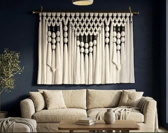 Modern Macrame Wall Hanging, Boho Woven Tapestry, Handmade Wall Decor (160x130 cm)