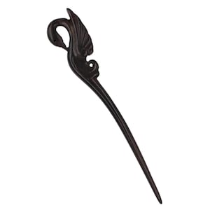 Bone hair stick 1 Prong , carved swan bone hair fork, Custom