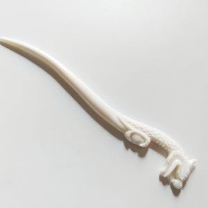 Bone hair stick 1 Prong , carved dragon bone hair fork