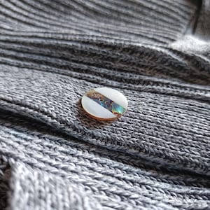 Abalone handgemachter Knopf 23 mm - Weiß Perlmutt-Knopf für Näh-Blazer/Jacke/Mantel/Pullover/Cardigan
