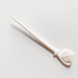 Bone hair stick 1 Prong , carved sun flower bone hair fork