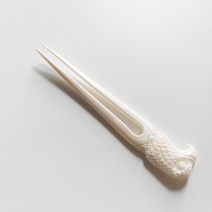 Bone hair stick 2 Prong , carved eagle head bone hair fork