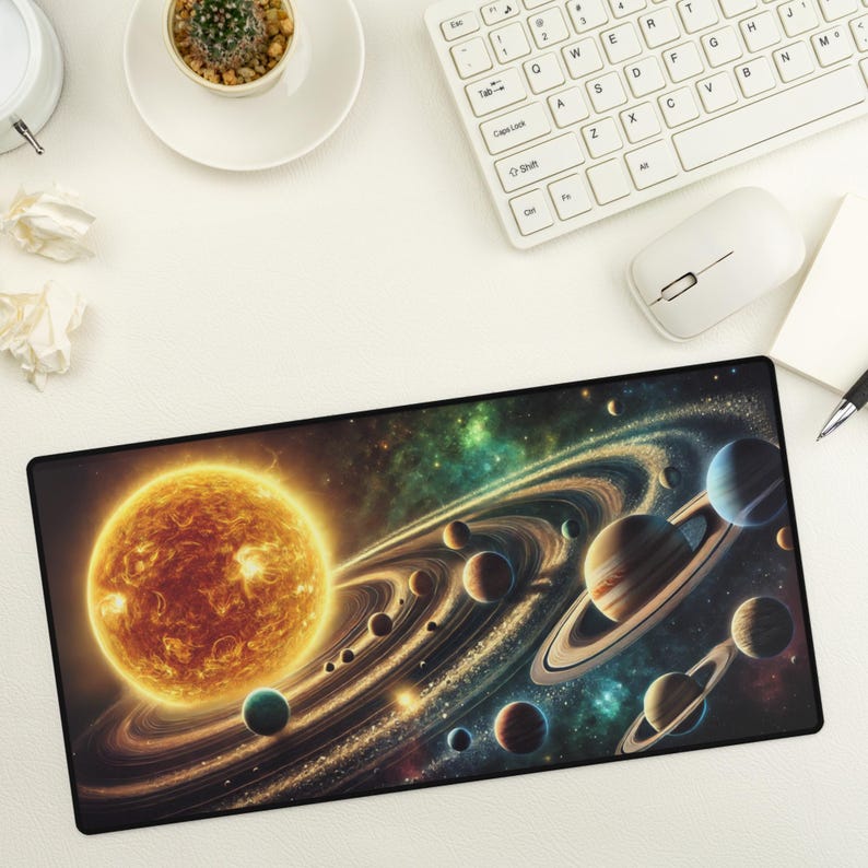 Solor System Desk Solar System Desk Mat | Outer Space Galaxy Large Mouse Pad | Non-slip ...