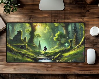 Fantasy Forest Gaming Desk Mat | Large Mouse Pad | Enchanted Nature Desk Decor | Non-Slip & Durable Workspace Accessory | Gift for Gamers