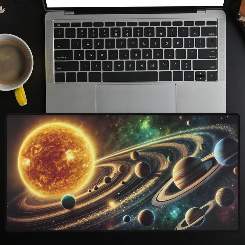 Solor System Desk Solar System Desk Mat | Outer Space Galaxy Large Mouse Pad | Non-slip ...