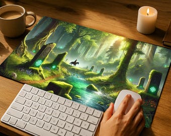Fantasy Forest Desk Mat | Large Gaming Mouse Pad | Mystical Nature Desk Decor | Non-Slip Workspace Accessory | Gift for Gamers & Writers