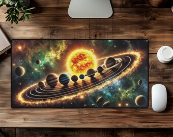 Galaxy-muismat – grote bureaumat zonnestelsel, antislip gamingoppervlak, Space Galaxy-muismat voor liefhebbers van astronomie en kantoorinrichting