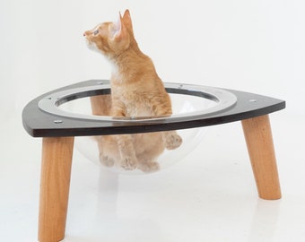 Wooden Hammock For Kitten And Adult Cat, Cat Hammock Bed, Space Theme Cat Hammock, Ergonomic Cat Bed, Pet Owner Gift, Pet Bed Cat