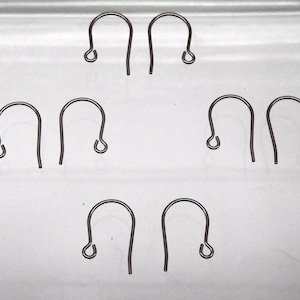 24 HypoAllergenic  TITANIUM Ear Wires ~ Hook with open Loop ~ Grade 1 No Nickel ~ 15mm Post ~ EU Compliant ~ Simple Basic design