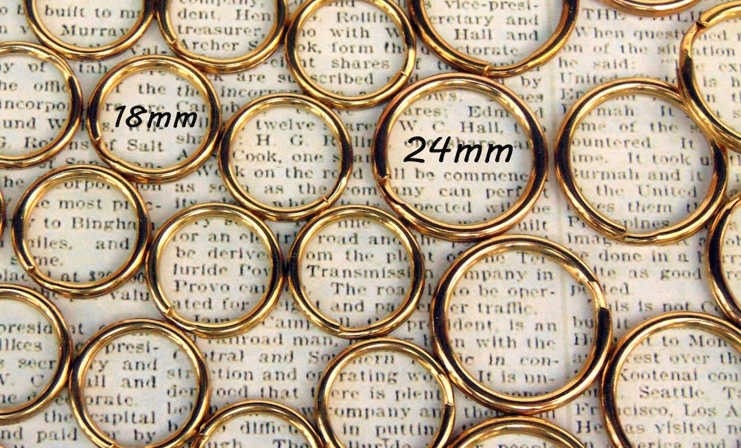 Solid Brass Split Rings 24mm 0.97 and 18mm 0.74 Non Corrosive No Nickel