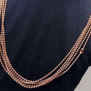 COPPER BALL CHAIN  Necklaces ~  24" Long ~  2.4mm Round Bead / #3 size ~ Buy 1 or 100 ~ Includes Connector ~ Made in U.S.A. 99.97% Pure