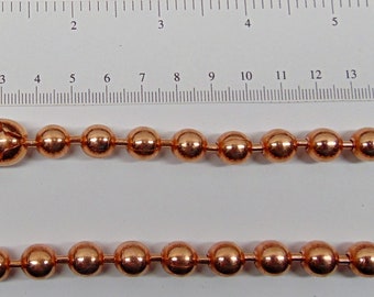 Round COPPER Ball Chain 9.5mm 3/8" bead ~ #20 ~  Bulk Lengths from 3-feet to 25 feet ~ You Pick Length , Connectors ~ Statement Size