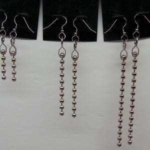 Chunky Stainless Ball Chain Dangle Earrings ~ Industrial Design ~ Linear Drop ~ All stainless steel ~ Make your Statement Pick your Length immagine 5