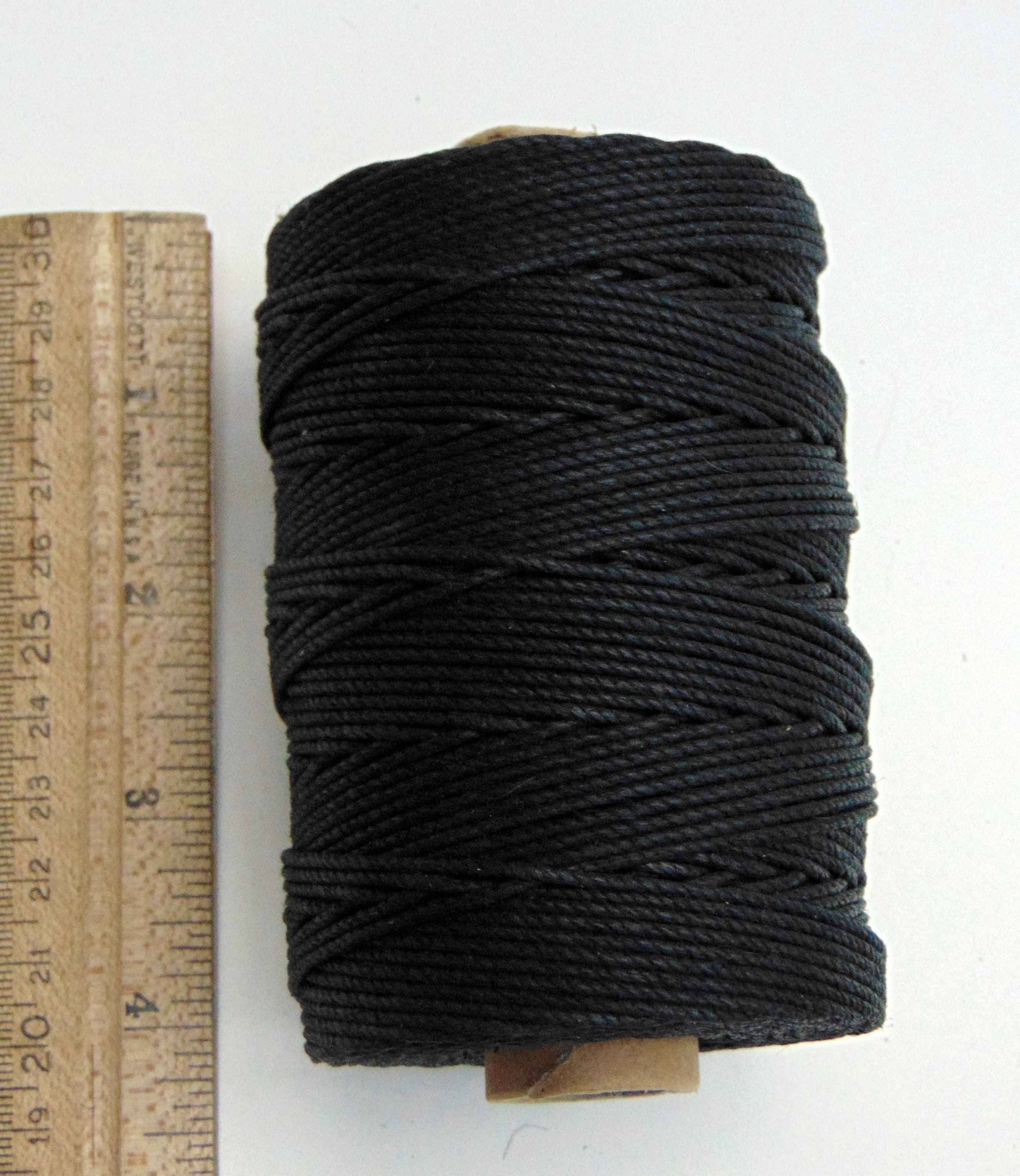 Black 48# Polished Hemp Cord - 1.5 mm Diameter - 450 ft Spool