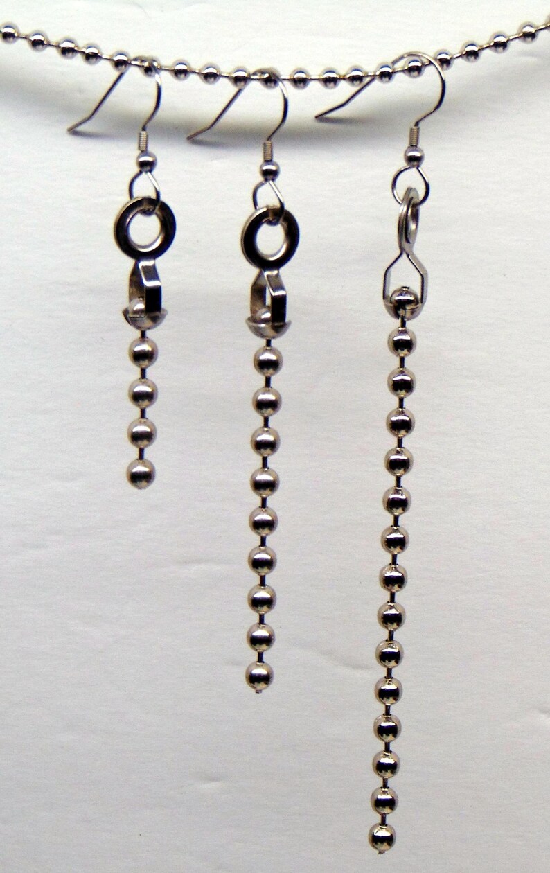 Chunky Stainless Ball Chain Dangle Earrings ~ Industrial Design ~ Linear Drop ~ All stainless steel ~ Make your Statement Pick your Length immagine 10