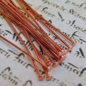 Solid COPPER HEADPINS 22 gauge 2 inch Length  ~ No Lead No Nickel Head Pins  ~ Various Quantities 25 ~ 50 ~ 100 - 250