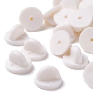 White Synthetic RUBBER Clutches BACKS for Tie Tacks / Lapel Pins / Pin Guard / Clasp