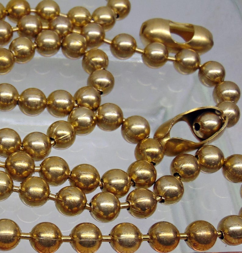 Large 8mm 100% Brass BALL CHAIN Round Bead 8mm / #15 size ~ Bulk Lengths 3 feet to 50 feet Bright or Patina Finish ~ Connectors available Bild 7