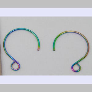 Rainbow Ear Hoops Stainless Steel Ear Wires  18mm x 14mm with bottom loop / Open hoop ~ Simple Design Lightweight sturdy