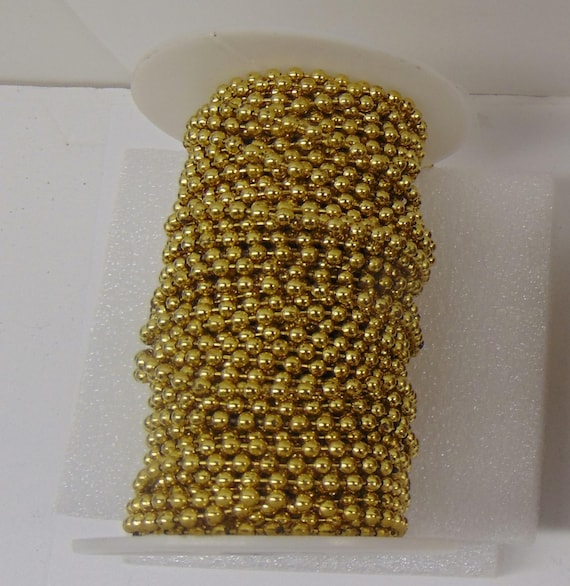 Solid Brass Ball Chain, 3.2mm Round Bead, Bulk Lengths with Connectors