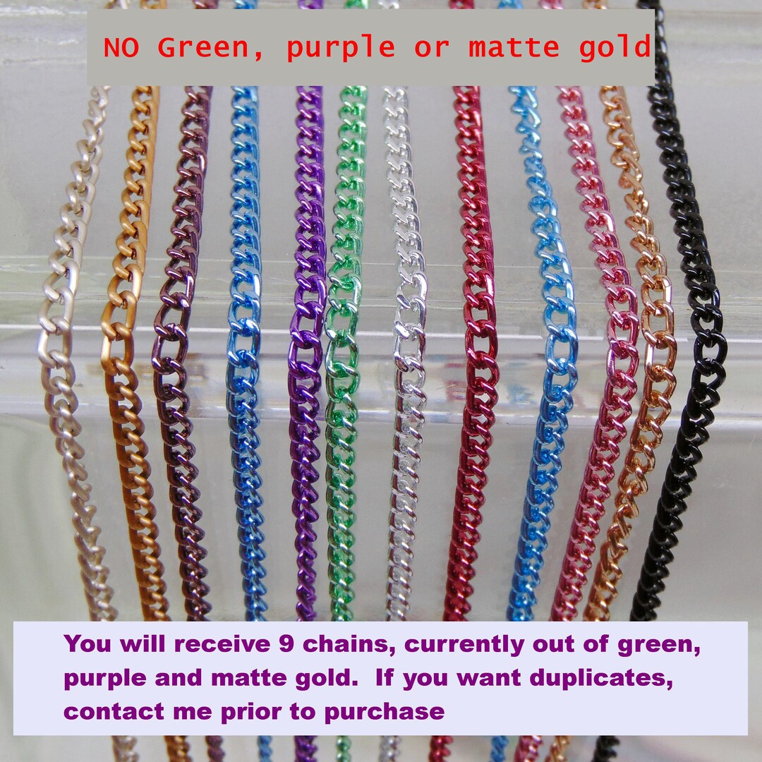 Aluminum Curb Chain Color Mix: 9 Colors X 6 Ft Lengths Total 54 Feet ...
