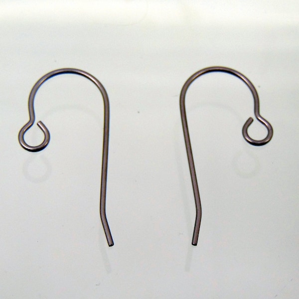 Pure TITANIUM Ear Wires ~ Hook with open Loop ~ Grade 1 No Nickel ~ 24mm Post ~ EU Compliant ~ Free Ship any quantity