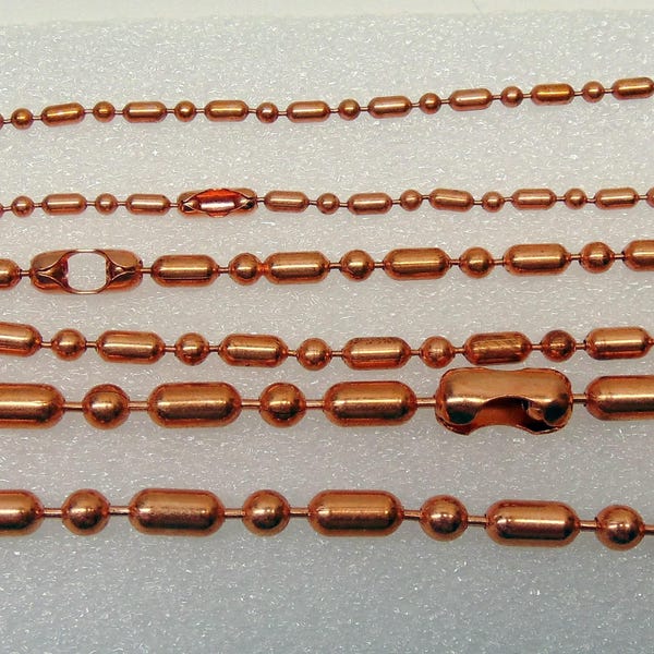 Pure COPPER Waist Chain ~ Ball and Bar Belly Chain ~ 3 sizes ~ Natural copper chain ~ Pus Necklace, Bracelet, Anklet Lengths
