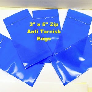 Anti Tarnish Bags for Precious Metals  3" x 5"  Multi Metal VCI Zip Bags ~ Also Tools, Auto Parts, Firearms ~ Zerust USA corrosion protectio