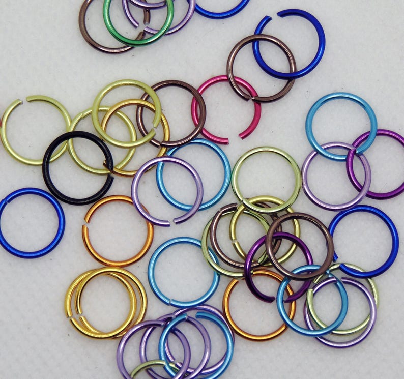 Economy Anodized Aluminum Jump Rings: Mixed Colors, 6mm 8mm 10mm, Nickel Free, Tarnish Resistant image 2