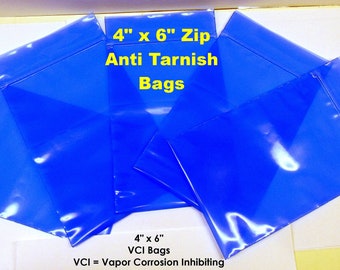 Tarnish Protection Bags for Precious Metals  4" x 6"  Multi Metal VCI Zip Bags ~ Also Tools, Auto Parts, Firearms ~ Zerust USA Made