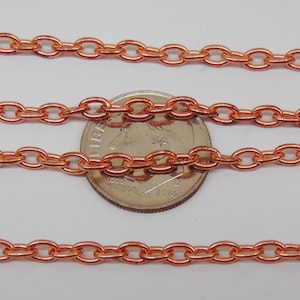 Copper Cable Chain ~ 3mm x 4mm Bulk Lengths or by-the foot~  No Lead No Nickel ~  3, 5, 10, 25 feet  Made in USA ~  Pure Copper
