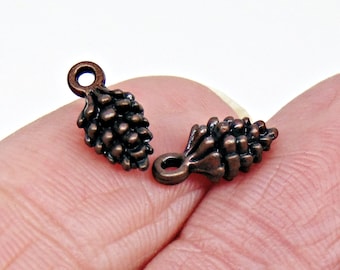 Dijes de piña ~ Acabado en cobre antiguo ~ Metal sin níquel ~ Pequeños 13 mm / 1/2" de alto Cantidad de 10 / 25 / 50 dijes colgantes