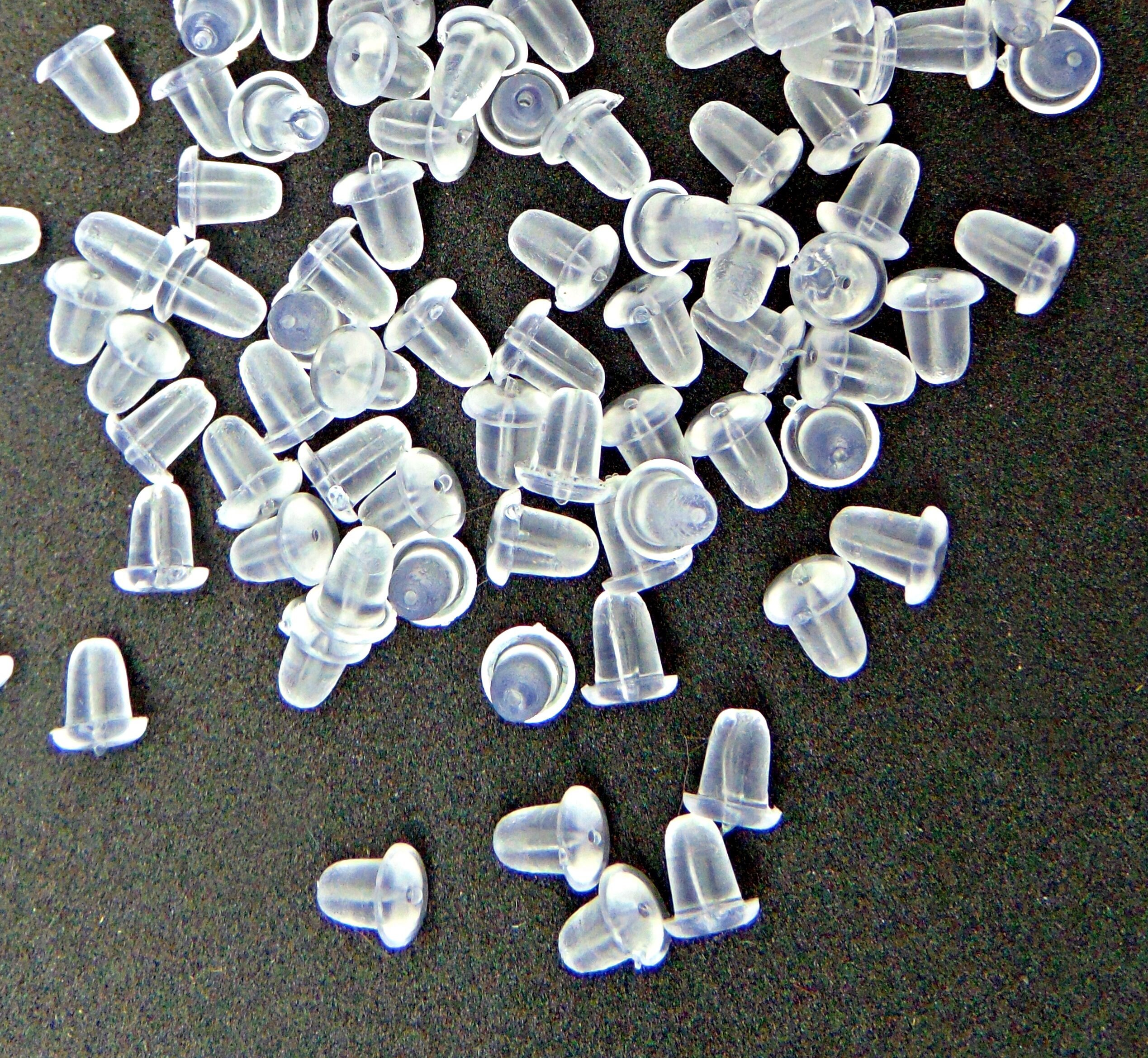 50 SOFT EASY ON PLASTIC EARNUTS RUBBER STOPPER SILICONE EARRING