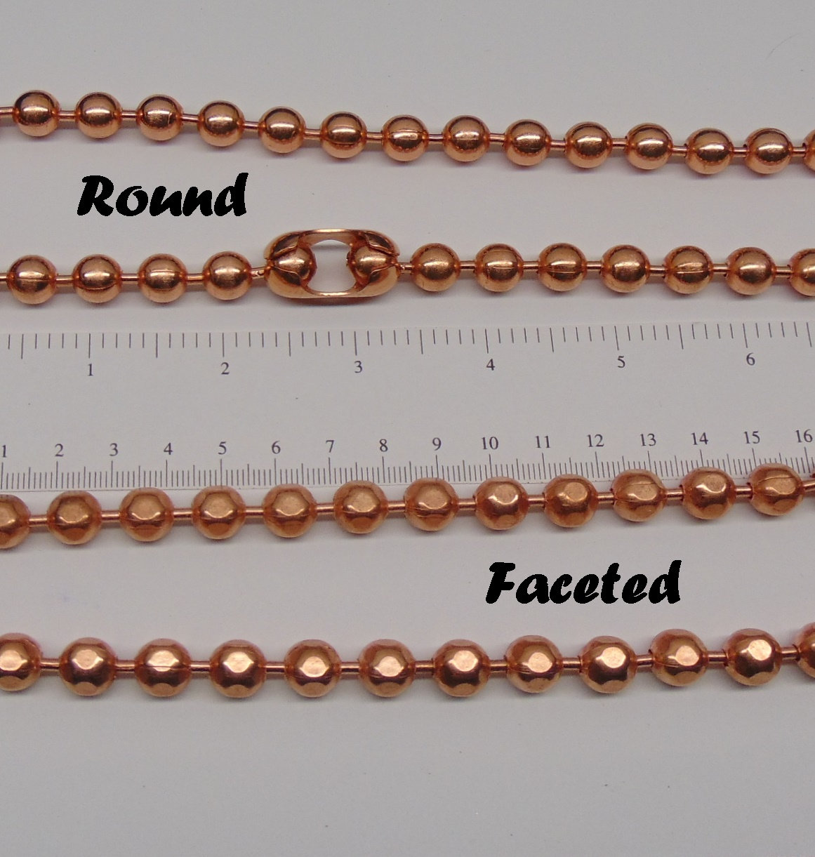 100% COPPER Ball + Bar Chain ~ NECKLACES ~ 6.3mm bead ~ #13 size Various  Lengths
