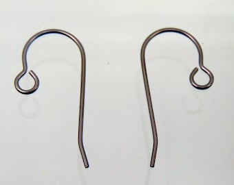 Pure TITANIUM Ear Wires ~ Hook with open Loop ~ Grade 1 No Nickel ~ 24mm Post ~ EU Compliant ~ Free Ship any quantity
