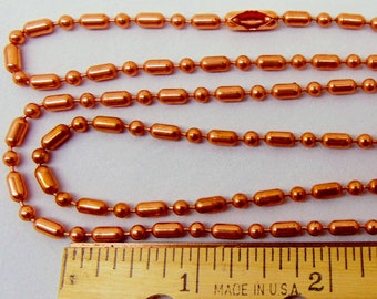 COPPER Ball + Bar Chain ~ 4.5mm ~ #10 Size ~ Various Bulk Lengths 5-ft to 100-ft ~ You Pick Length + Connectors ~ Made in U.S.A. 99.97% Pure