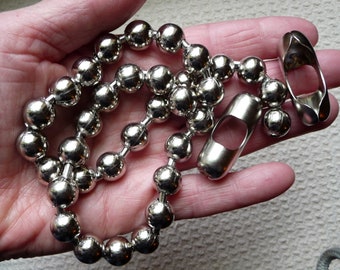 12mm STEEL BALL Bead CHAIN Sold by-the-foot ~ 1/2" bead #30 Size Plus connectors ~ Make your own  necklaces or bracelets ~ Extra large size