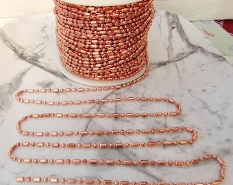 BULK COPPER Ball CHAIN  2.4mm Ball + Bar / #3 size ~ Wholesale Quantities 100 to 500 feet Includes Connectors ~ Made in U.S.A. 99.97% Pure