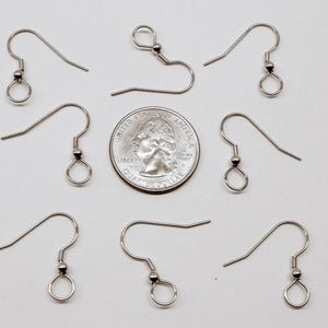 Stainless Steel Ear Wires ~ Large 7mm end loop ~ Versatile  French Hooks with  Ball + Coil  ~ and Generous 7mm Bottom Loop