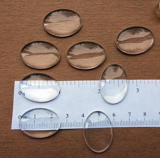 18x25mm Clear Glass CABOCHONS OVAL Dome 18mm x 25mm ~ Magnify (Flat Backs) ~ Cabs Cameo 18x25 mm Qty 6, 12, 25, 50, 100