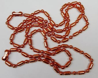 COPPER Ball + Bar Chain ~ 6.3mm ~ #13 Size~ Various Bulk Lengths 5-ft to 100-ft ~ You Pick Length and Connectors  Made in U.S.A. 99.97% Pure