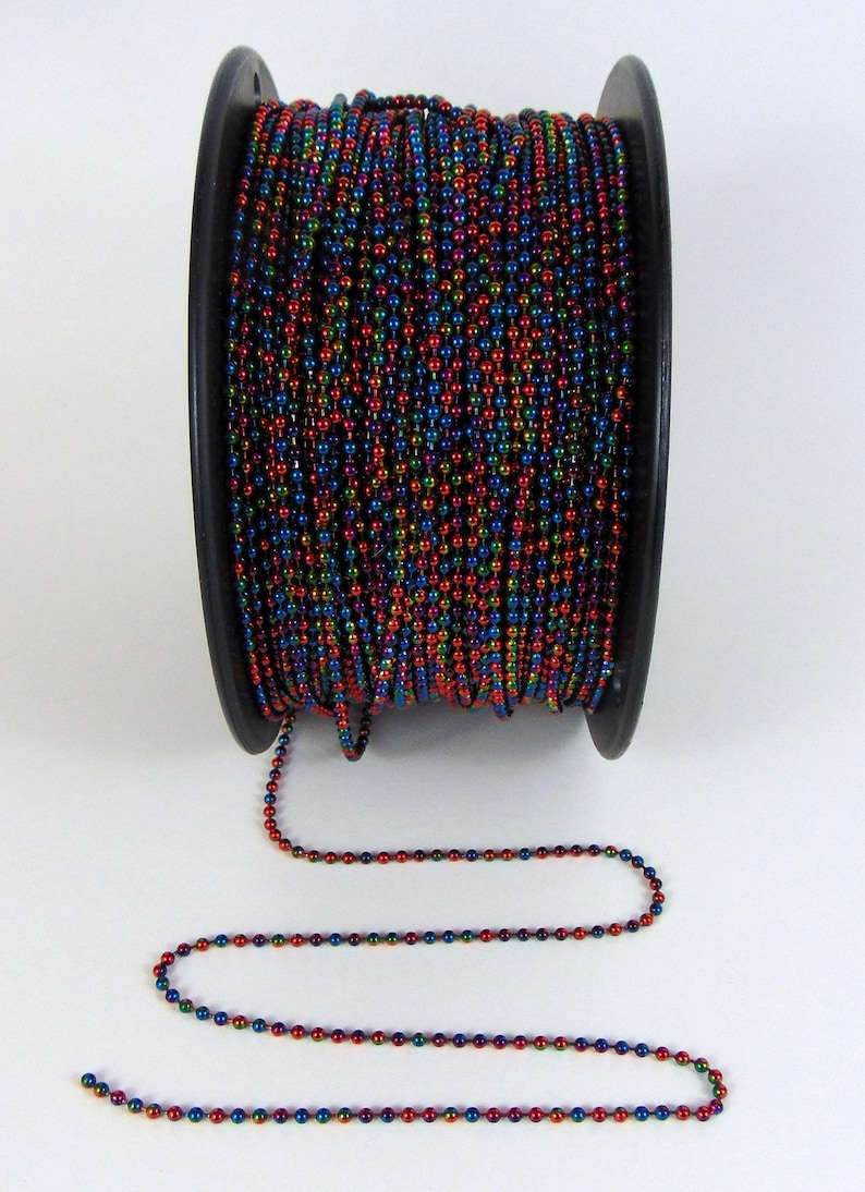 Colorful Rainbow Ball Chain 3.2mm Bead (#6) Pick Necklace or Bulk ...
