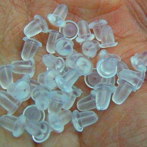 100 Clear Ear Nuts ~ Soft Bell Shape Earring Keeper Ear Backs 4mm x 5mm for posts hooks threaders Best Ear nuts ~ All purpose earring keeper
