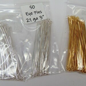 3 inch Eye Pins Silver and / or Gold Plated 21 gauge 3" 21ga ~ No Lead No Nickel ~ Get One Color or Both ~ Mix available 画像 2