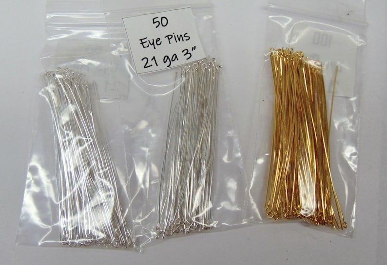 3 inch Eye Pins Silver and / or Gold Plated 21 gauge 3" 21ga ~ No Lead No Nickel ~ Get One Color or Both ~ Mix available 画像 2
