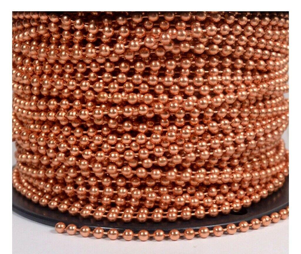 Pure Copper Necklace 5-Pack Copper Ball Chain Necklaces - 24" Length, 2.4mm #3 Size, Pure Copper, Made In USA Nickel Free Jewelry